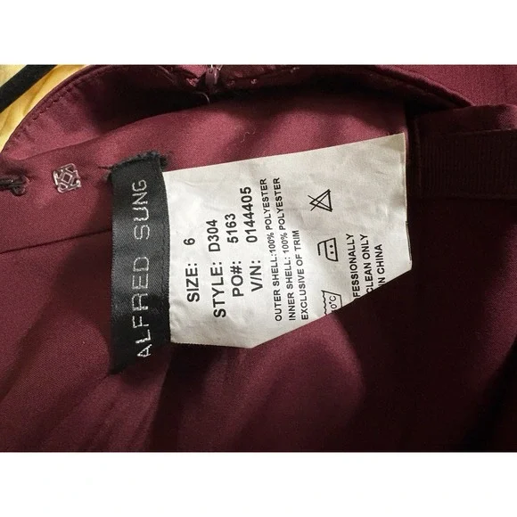 Alfred Sung Bridesmaids Ruffled Burgundy Formal Dress‎ Size 6 Maxi - Picture 4 of 4